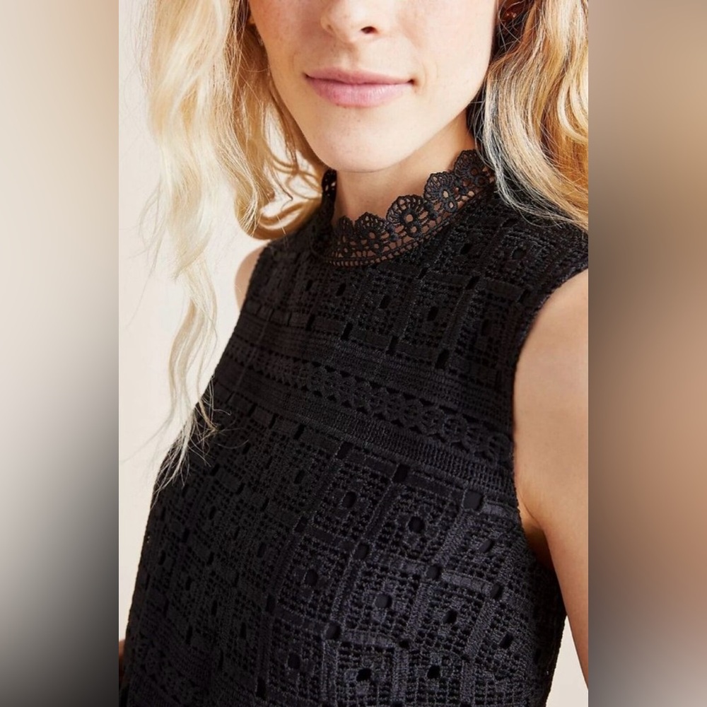 ANTHROPOLOGIE / DANIEL RAINN Lourdes Lace Top - Black - Sz XS